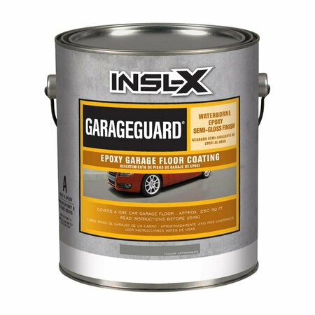 INSL-X BY BENJAMIN MOORE GarageGuard Semi-Gloss Gray Water-Based Waterborne Epoxy Garage Floor Coating Kit, 1 gal 1806512